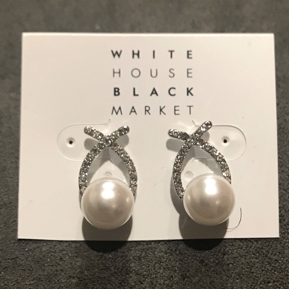 WHBM Pave Pearl Earrings